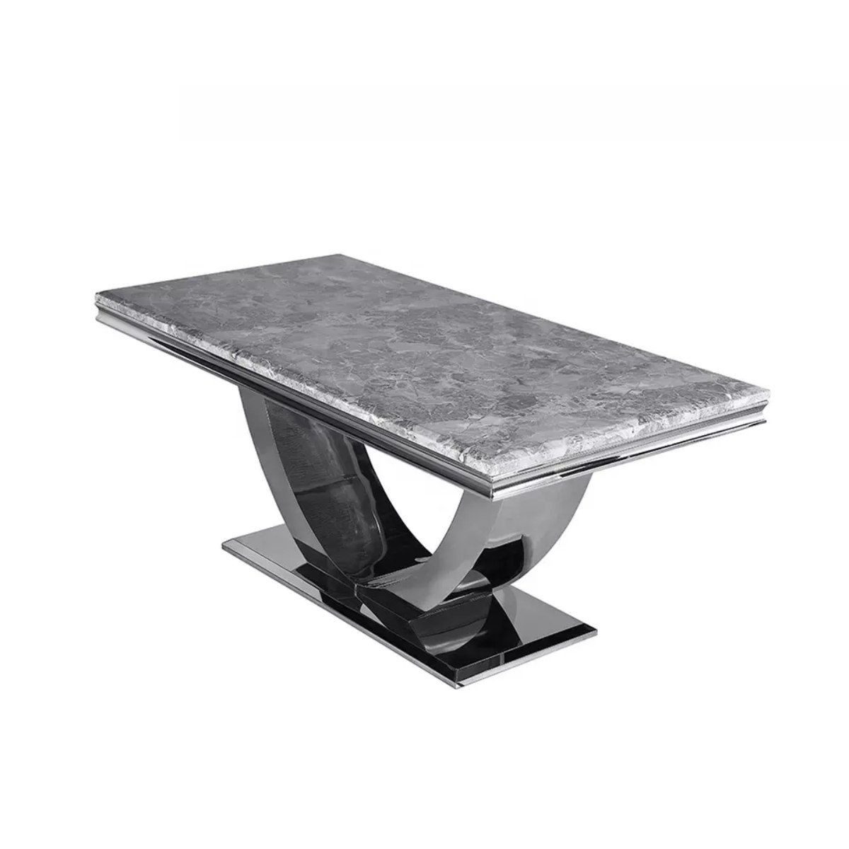 Oakwood Chelsea 1.6M Mix Grey Marble Top Dining Table