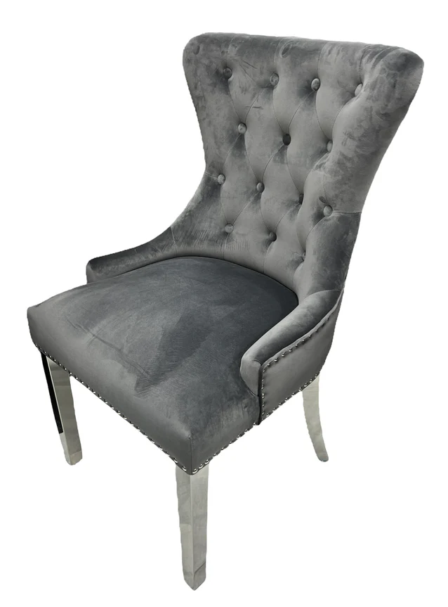 Oakwood Arianna 1.5M Grey Marble Top Dining Table With 4 Megan Dining Chairs