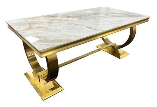 Oakwood Arianna 2.0M Gold Marble Dining Table