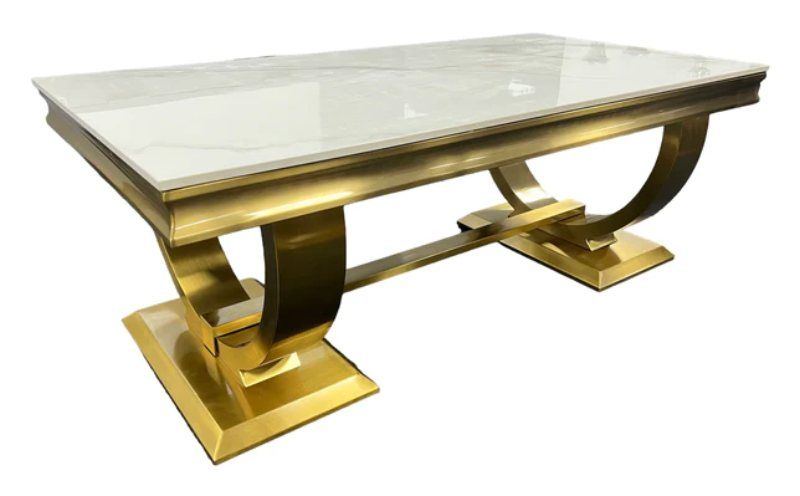 Oakwood Arianna Kasi Gold Ceramic Top Coffee Table
