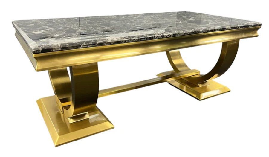 Oakwood Arianna Black Marble Top Coffee Table with Gold Base