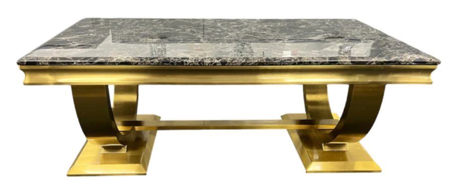 Oakwood Arianna Black Marble Top Coffee Table with Gold Base