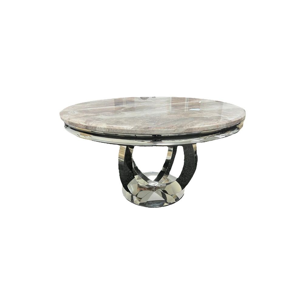 Oakwood Oracle 130cm Round Grey Marble Dining Table