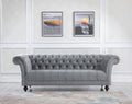 Oakwood Montana Plush Velvet Grey 3 Seater Chesterfield  Sofa