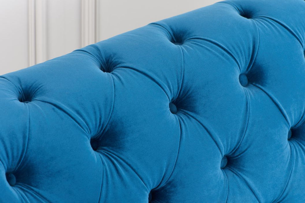Oakwood Montana Midnight Blue Plush Velvet Chesterfield Sofa