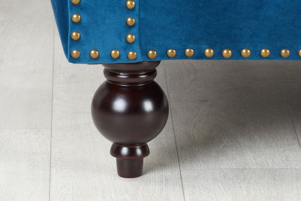 Oakwood Montana Midnight Blue Plush Velvet Chesterfield Sofa