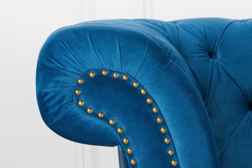 Oakwood Montana Midnight Blue Plush Velvet Chesterfield Sofa