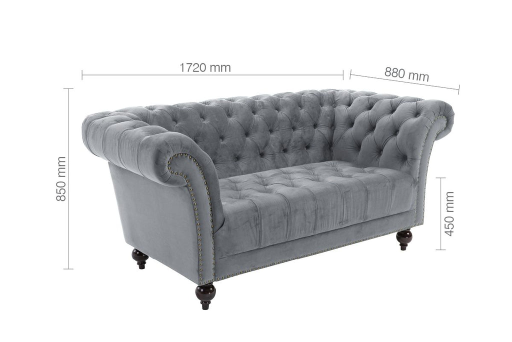 Oakwood Montana Midnight Blue Plush Velvet Chesterfield Sofa