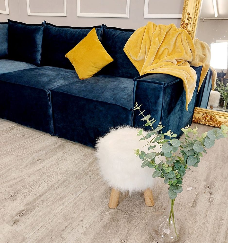 Oakwood Claridge Plush Velvet Fabric Upholstered Corner Sofa