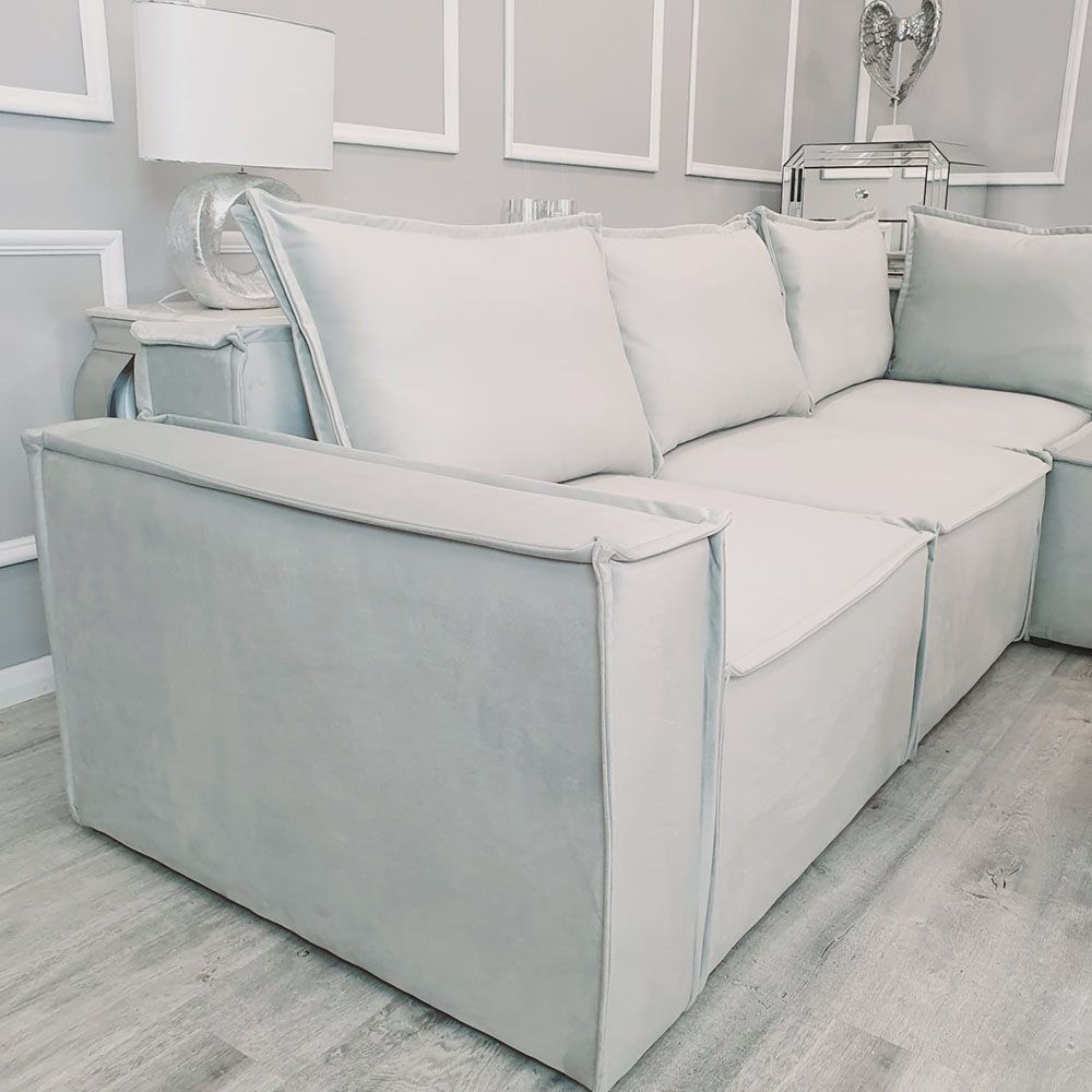 Oakwood Claridge Plush Velvet Fabric Upholstered Corner Sofa