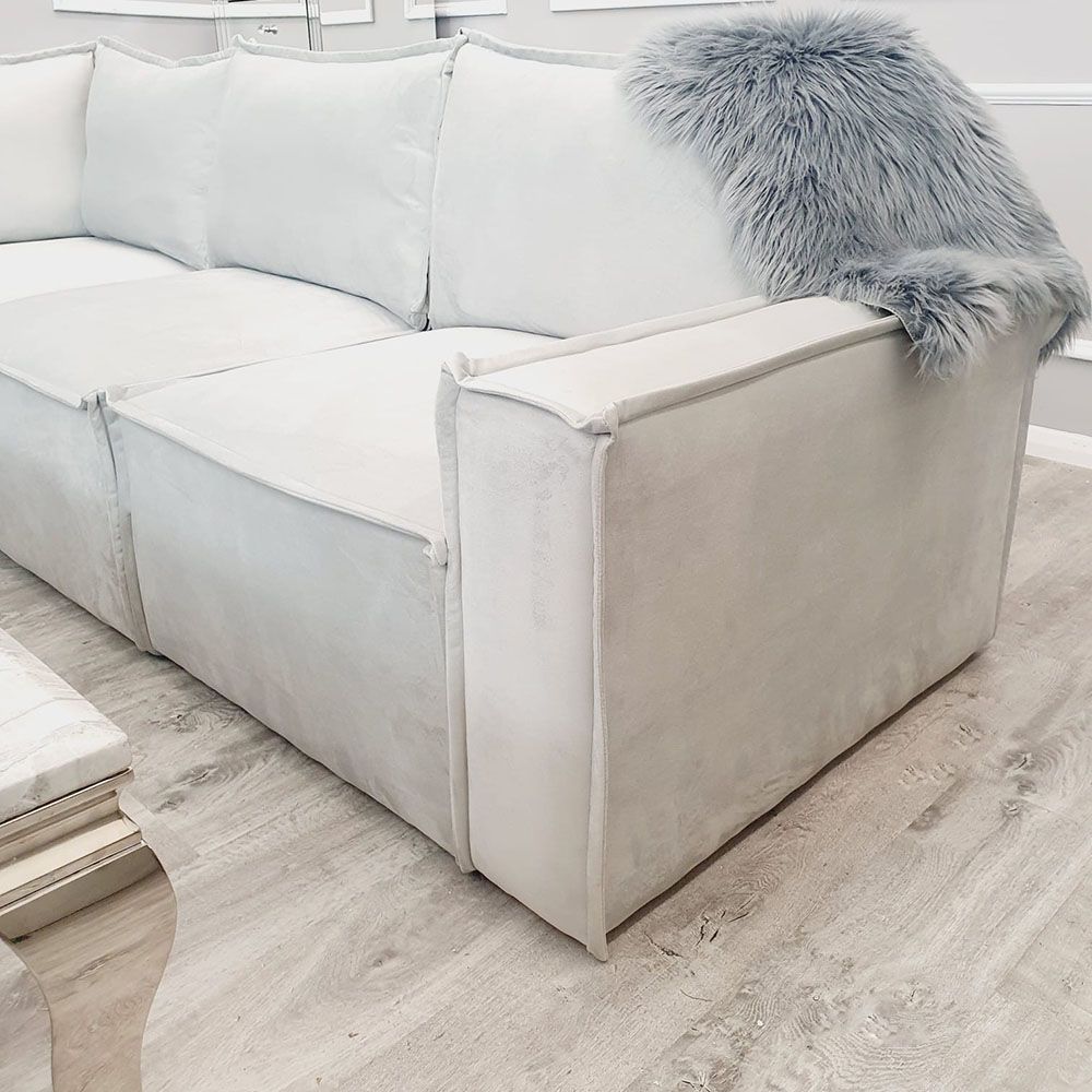 Oakwood Claridge Plush Velvet Fabric Upholstered Corner Sofa