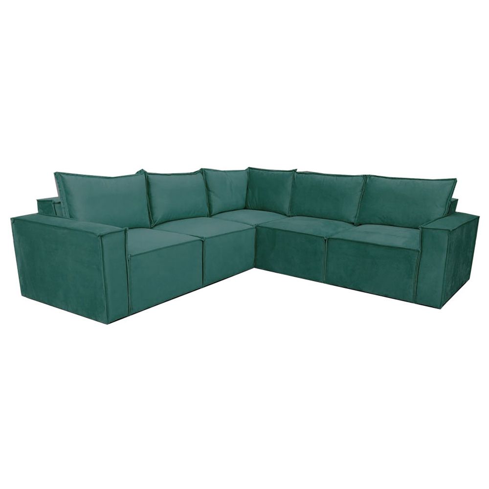 Oakwood Claridge Plush Velvet Fabric Upholstered Corner Sofa