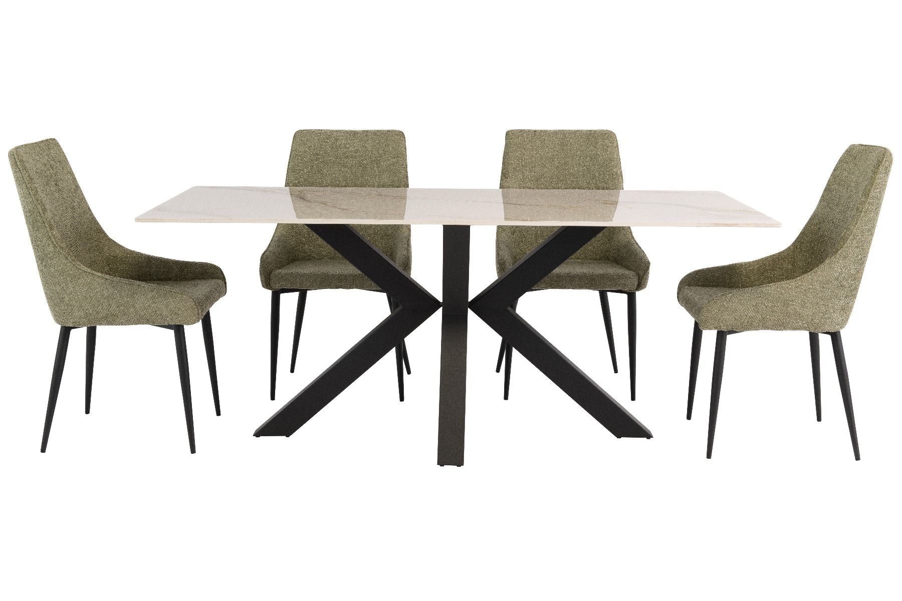 Oakwood Coral 1.8M Kass Gold Sintered Stone Dining Table with Charlie Dining Chair