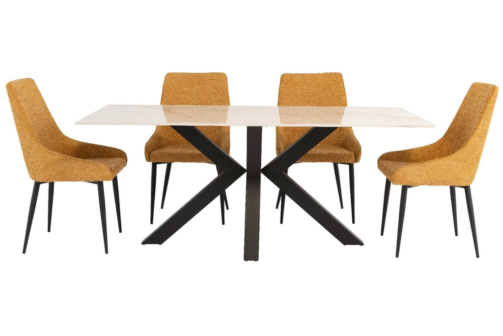 Oakwood Coral 1.8M Kass Gold Sintered Stone Top Dining Table