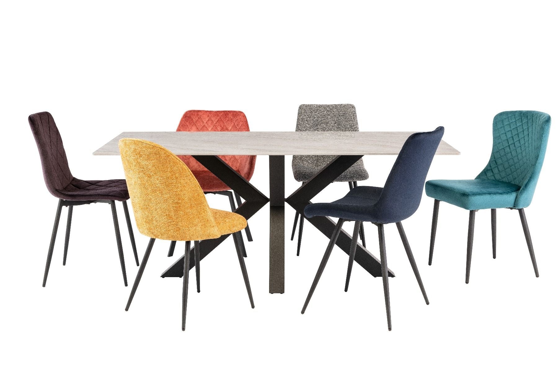 Oakwood Coral 1.8M Kass Gold Sintered Stone Top Dining Table