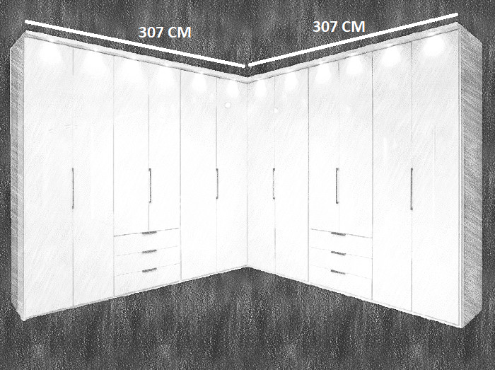 Oakwood Wiemann Monaco Corner Wardrobe With Glass Front Bi-Folding Doors