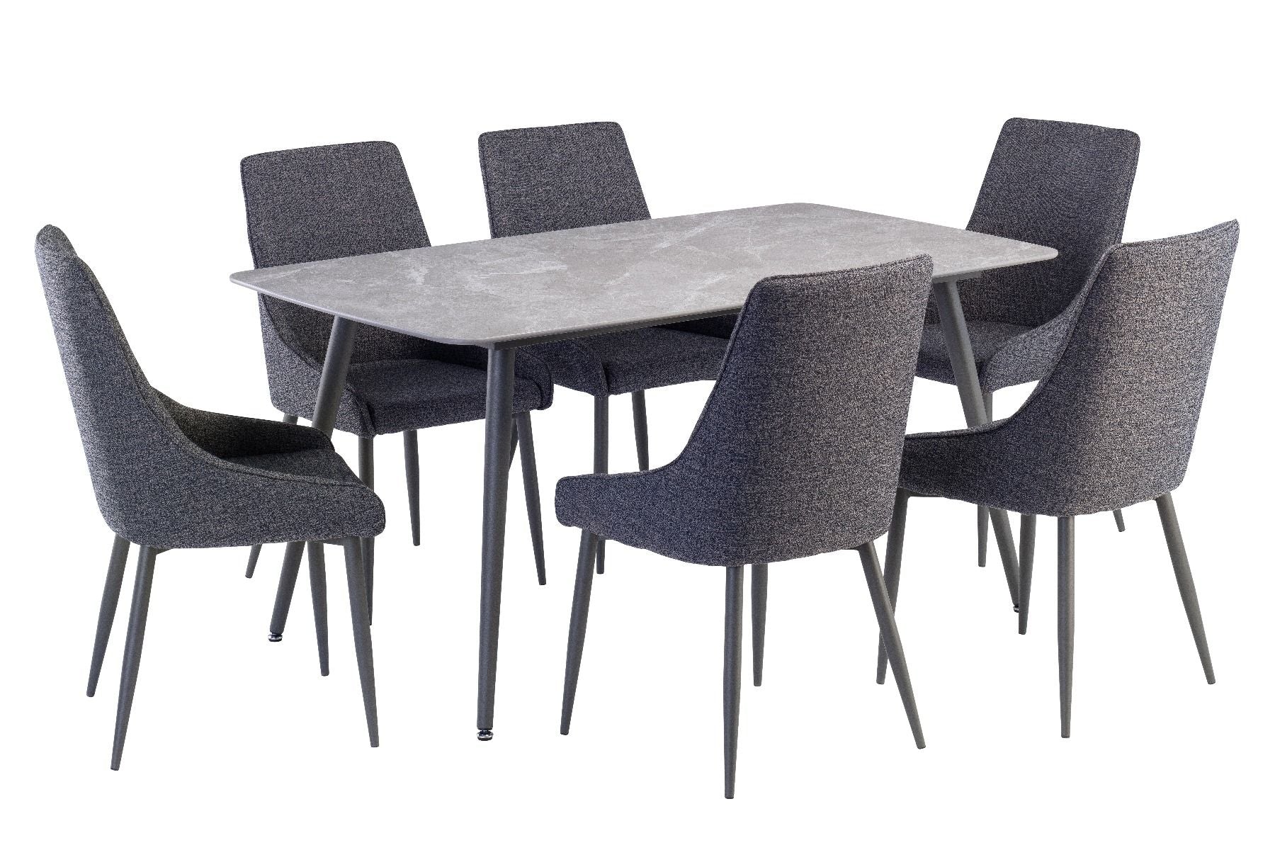 Oakwood Covella Grey Sintered Stone 1.6m Dining Table With Zimini Dining Chairs