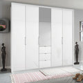 Oakwood Rauch Erimo Style 1 White Glass Bi-folding 5 doors Combi Wardrobe W254CM