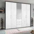 Oakwood Rauch Erimo Style 1 Graphite & White Glass Bi-folding 5 doors Combi Wardrobe W254CM