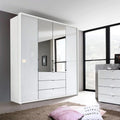 Oakwood Rauch Erimo Style 1 White Glass Bi-folding doors Combi Wardrobe
