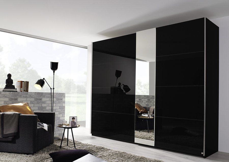 Oakwood Miramar Quest Sliding Door Wardrobe With Glass Front - Graphite