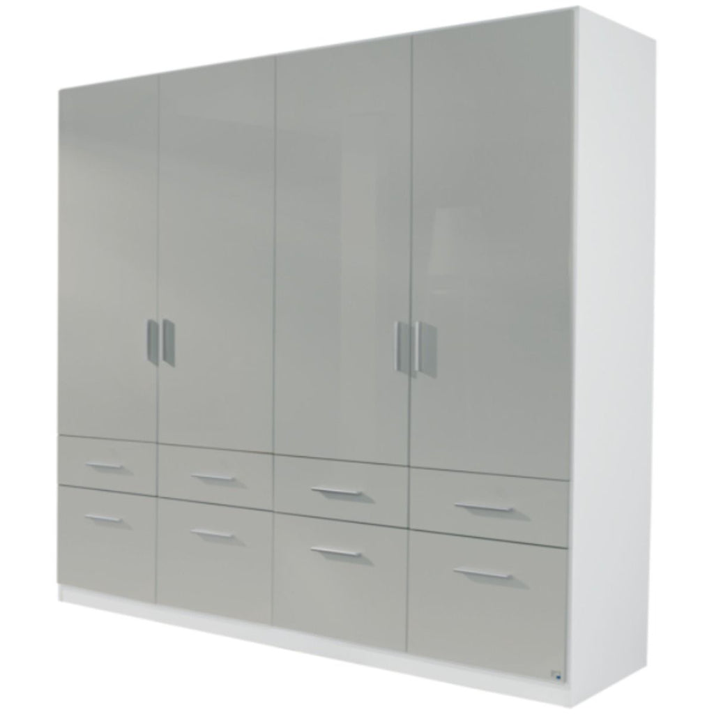 Oakwood Rauch Celle High Gloss Soft Grey Wardrobe With Drawers