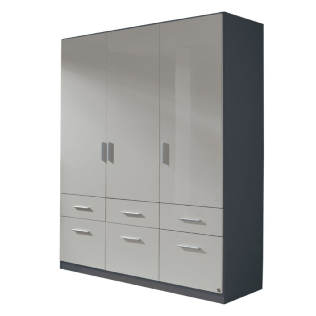 Oakwood Rauch Celle 3 Door 6 Drawer Hinged Door Combi Wardrobe With Top Unit