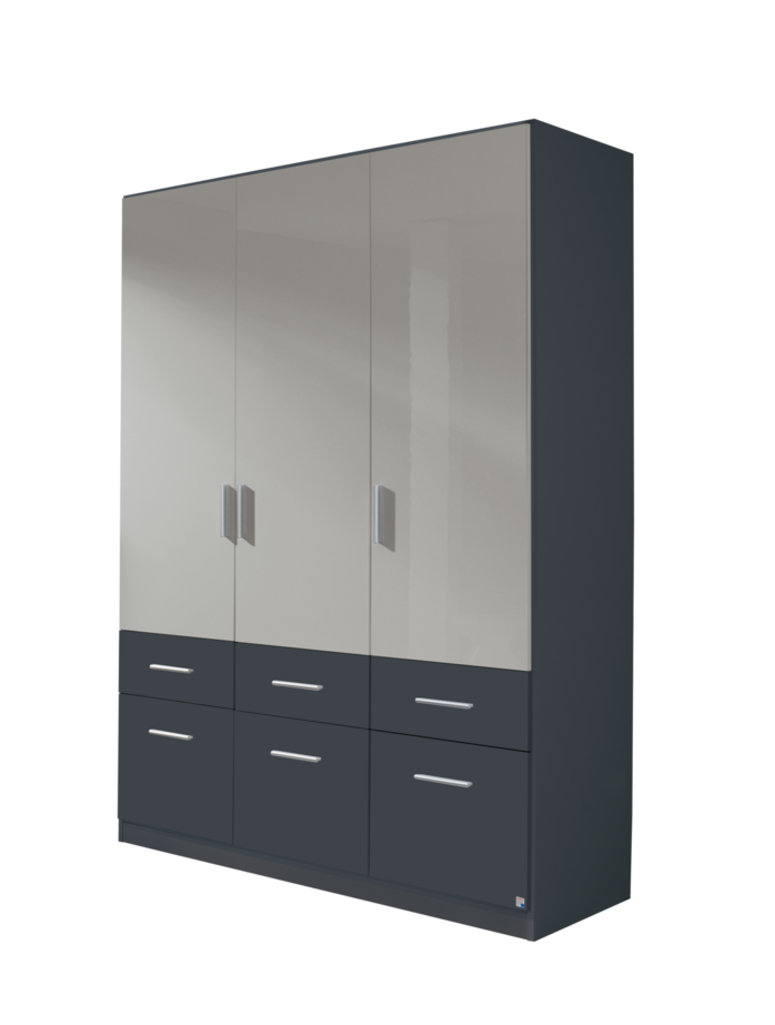 Oakwood Rauch Celle Extra High Gloss 3 Door Hinged Combi Wardrobe