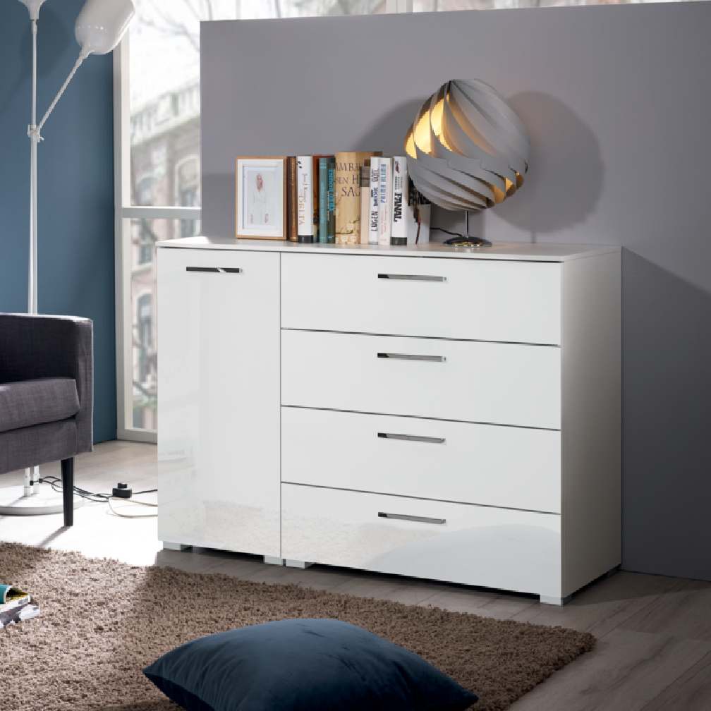 Oakwood Rauch Aldono High Gloss 4 Drawer 1 Door Chest - Choice Of Colour