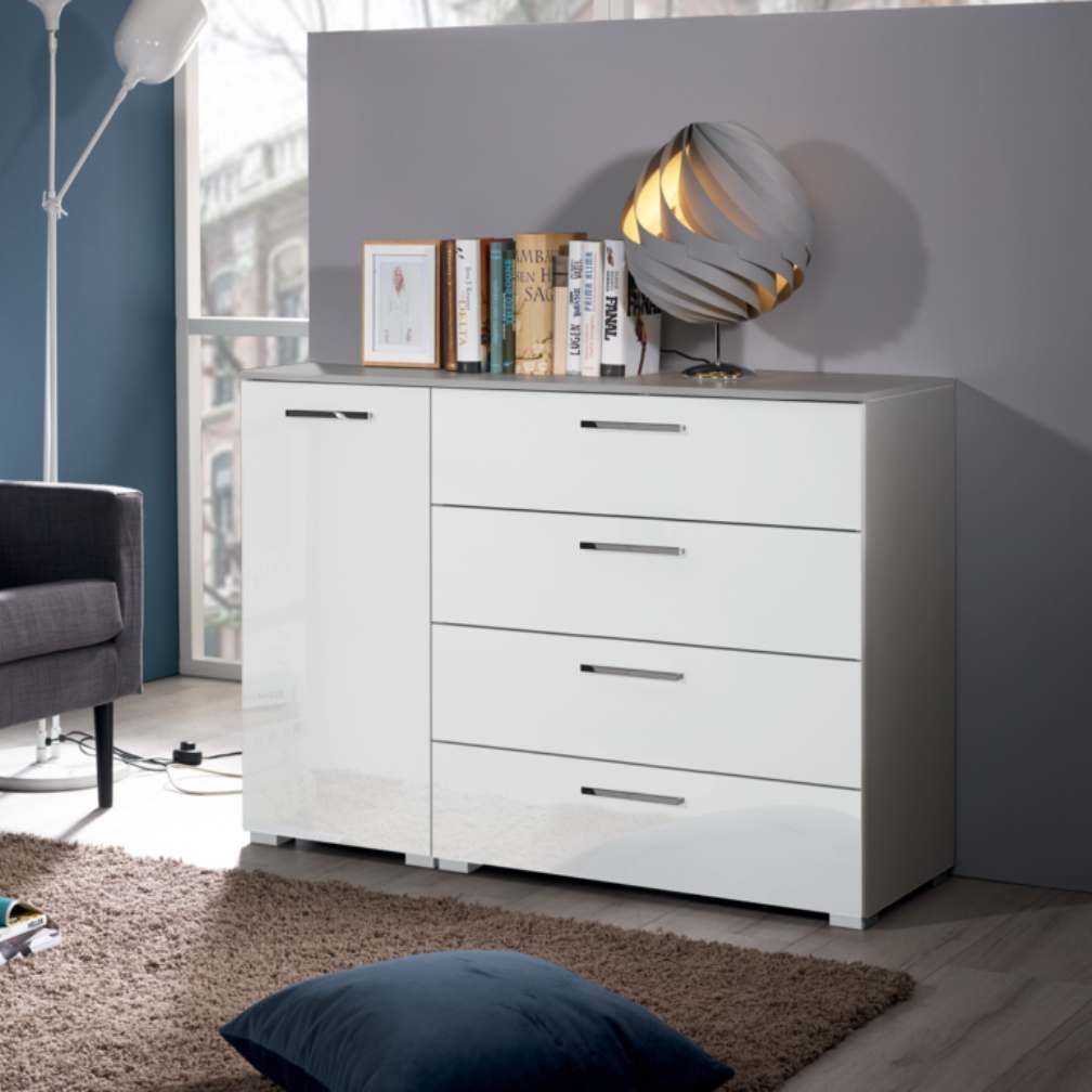 Oakwood Rauch Aldono High Gloss 4 Drawer 1 Door Chest - Choice Of Colour