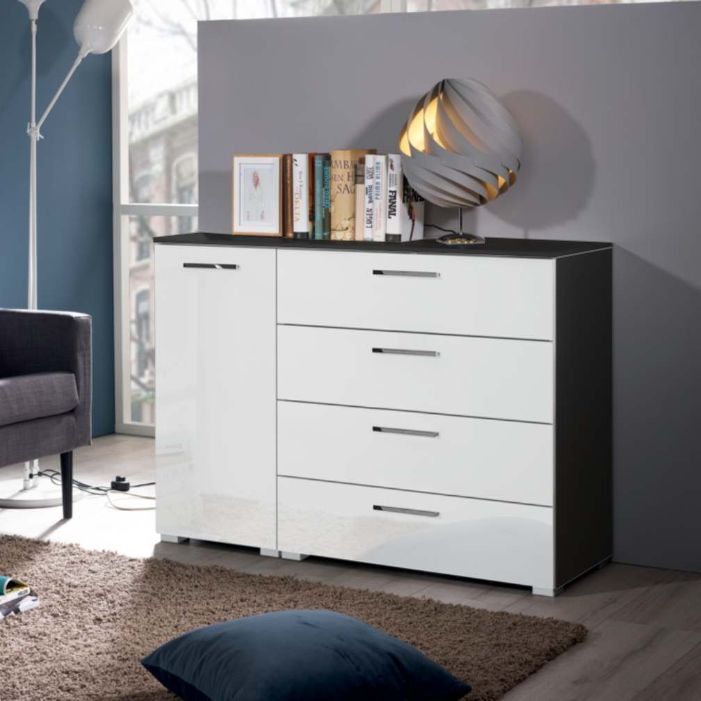 Oakwood Rauch Aldono High Gloss 4 Drawer 1 Door Chest - Choice Of Colour