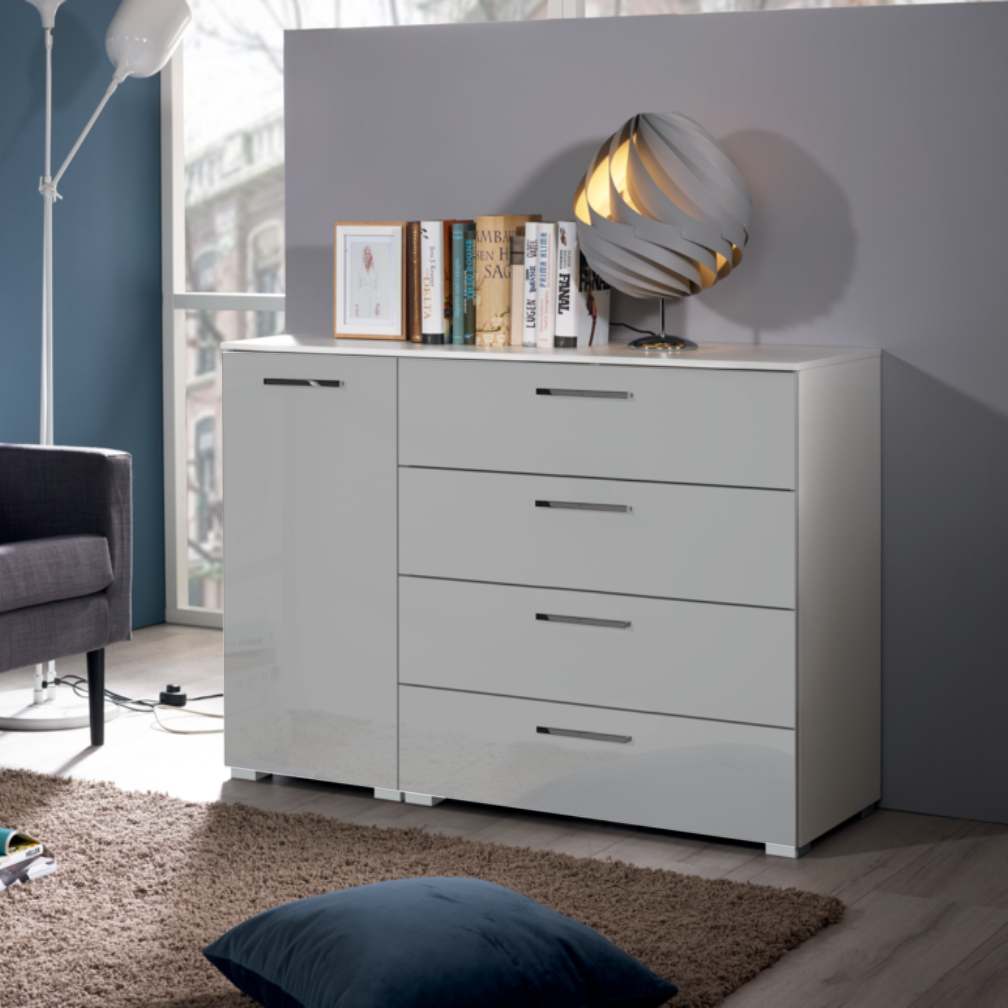 Oakwood Rauch Aldono High Gloss 4 Drawer 1 Door Chest - Choice Of Colour