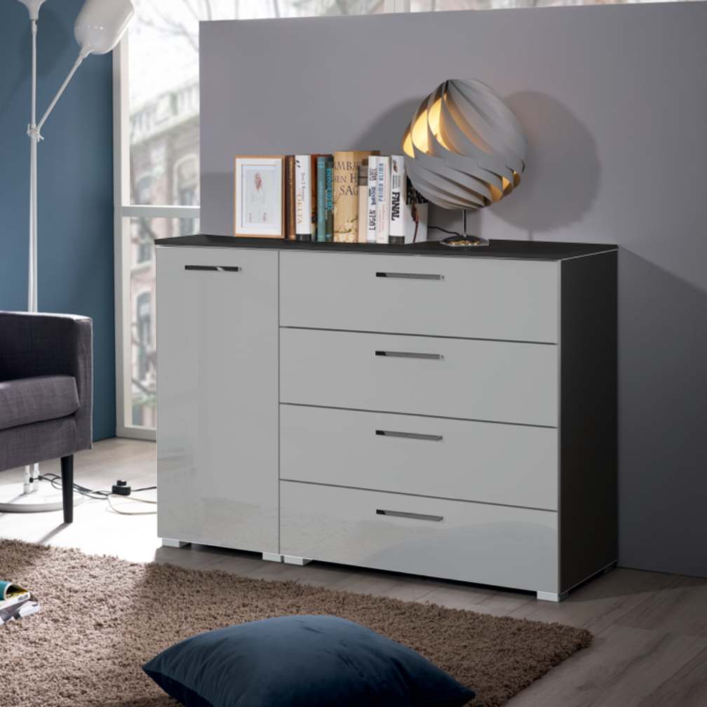 Oakwood Rauch Aldono High Gloss 4 Drawer 1 Door Chest - Choice Of Colour