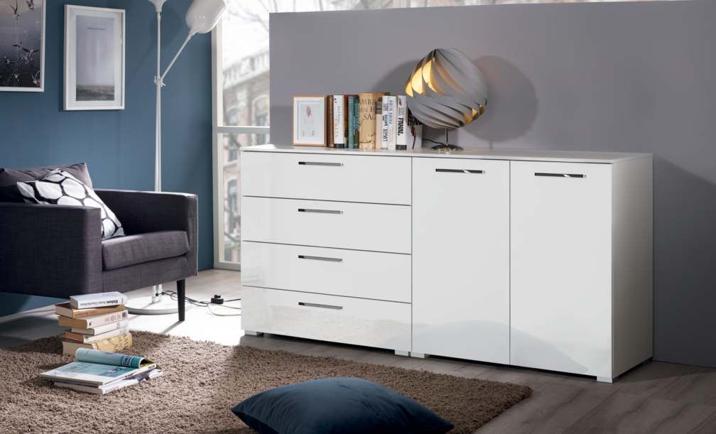 Oakwood Rauch Aldono High Gloss 4 Drawer 2 Door Chest - Choice Of Colour