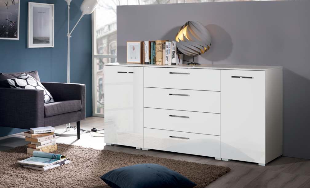 Oakwood Rauch Aldono High Gloss 2 Door 4 Drawer Chest - Choice Of Colour