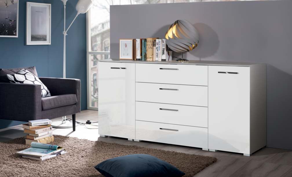 Oakwood Rauch Aldono High Gloss 2 Door 4 Drawer Chest - Choice Of Colour