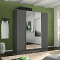 Oakwood Rauch Alabama Metallic Grey With Mirror 4 Door Hinged Wardrobe