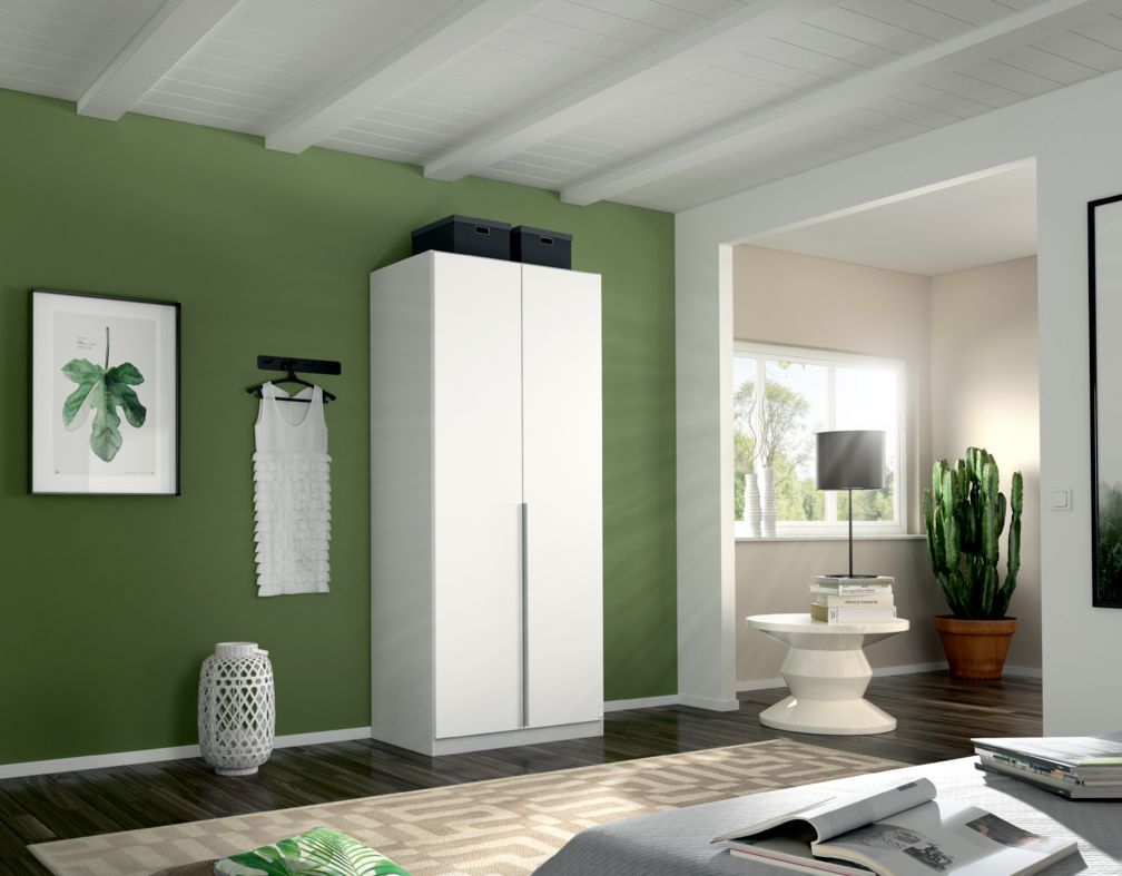 Oakwood Rauch Alabama White 2 Door Hinged Wardrobe