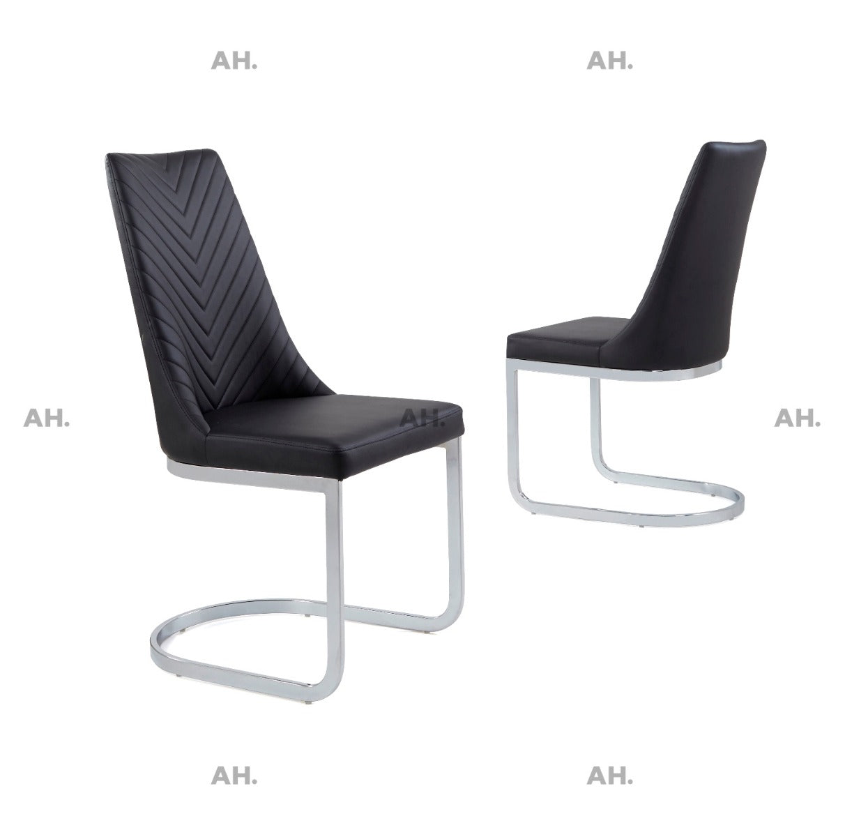 Oakwood Curva Grey PU Leather Dining Chairs