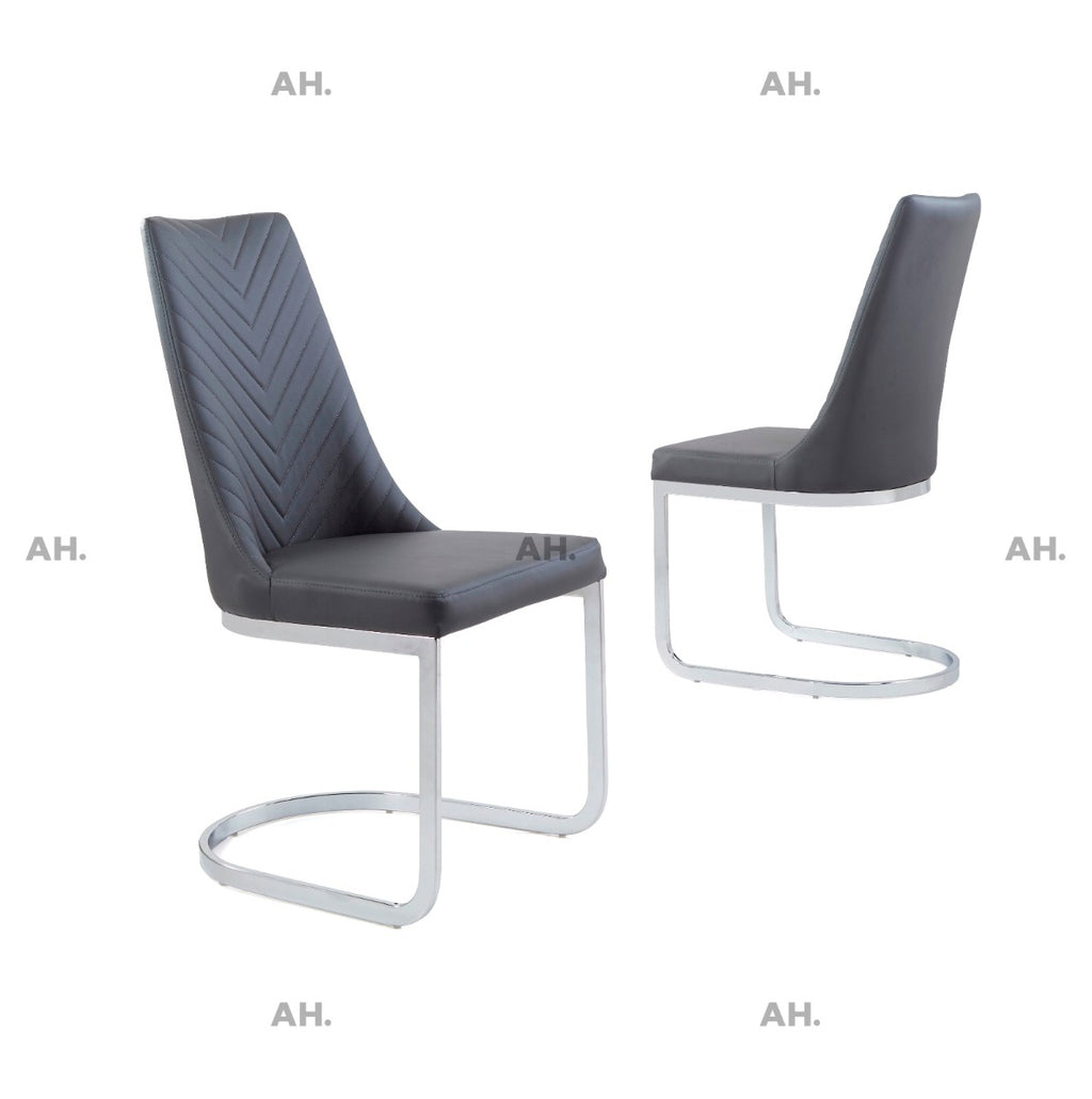 Oakwood Curva Grey PU Leather Dining Chairs