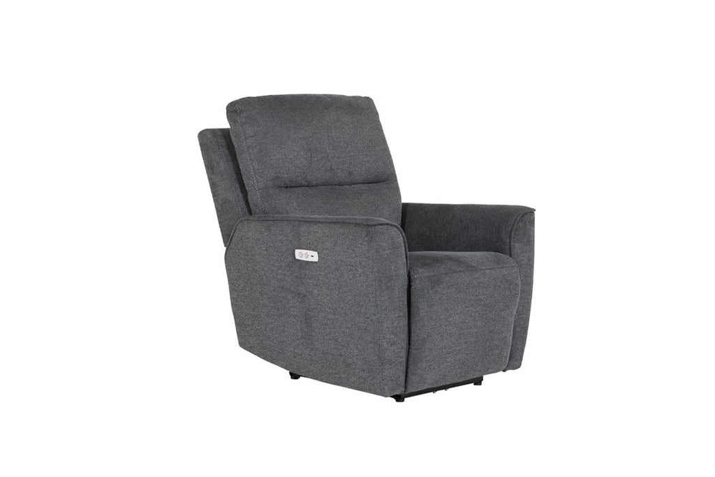 Oakwood Cyrus 3 Seater Charcoal Fabric Electric Recliner Sofa With Charging Consoles