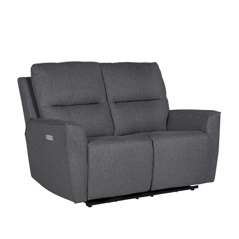 Oakwood Cyrus 3 Seater Charcoal Fabric Electric Recliner Sofa With Charging Consoles