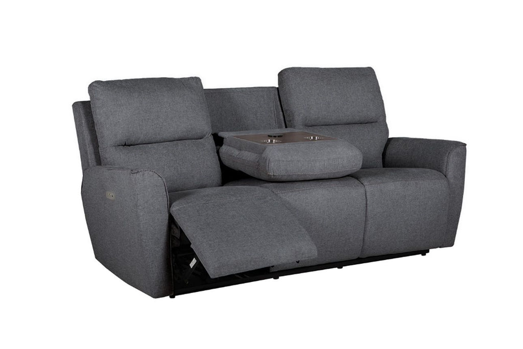 Oakwood Cyrus 3 Seater Charcoal Fabric Electric Recliner Sofa With Charging Consoles