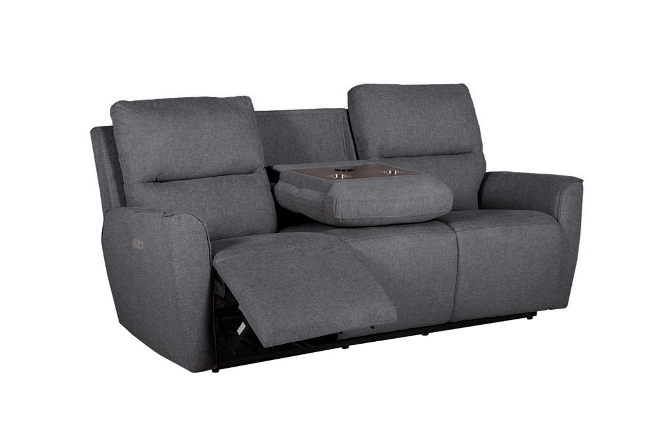 Oakwood Cyrus 3 Seater Charcoal Fabric Electric Recliner Sofa With Charging Consoles