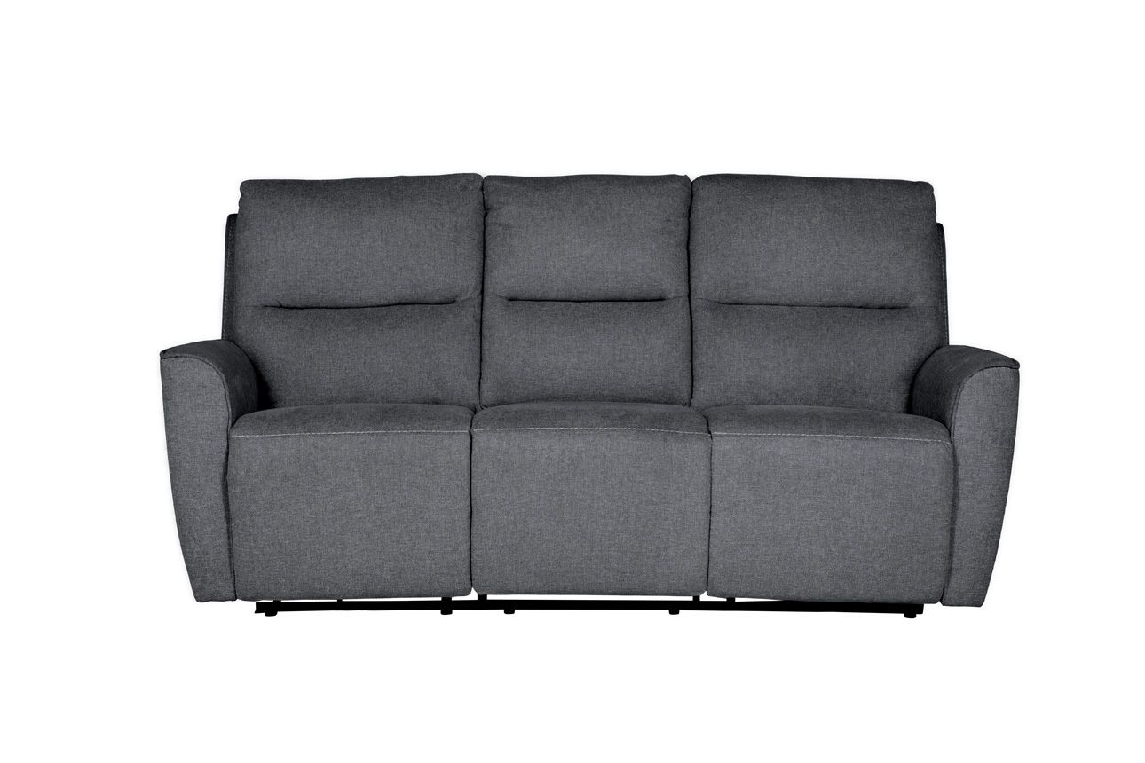 Oakwood Cyrus 3 Seater Charcoal Fabric Electric Recliner Sofa With Charging Consoles