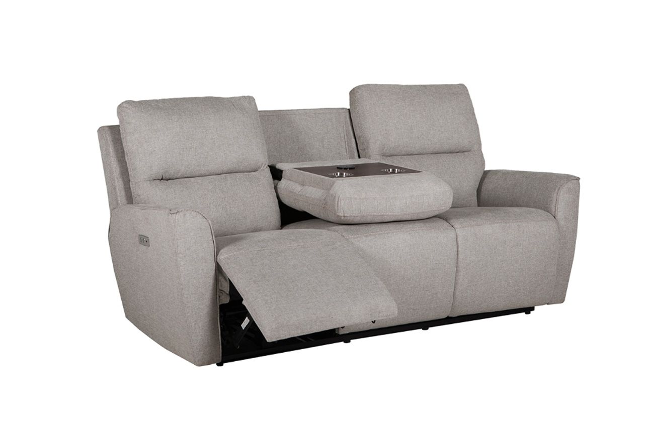 Oakwood Cyrus 3 Seater Natural Fabric Electric Recliner Sofa With Charging Consoles