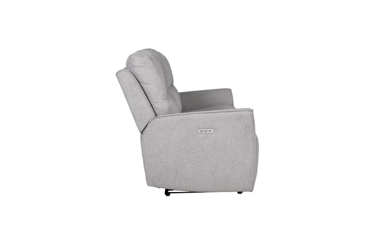 Oakwood Cyrus 3 Seater Natural Fabric Electric Recliner Sofa With Charging Consoles