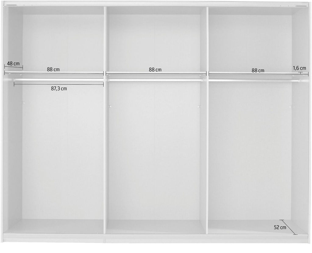 Oakwood Rauch Oracle White 3 Door Full Mirror Sliding Wardrobe 203CM