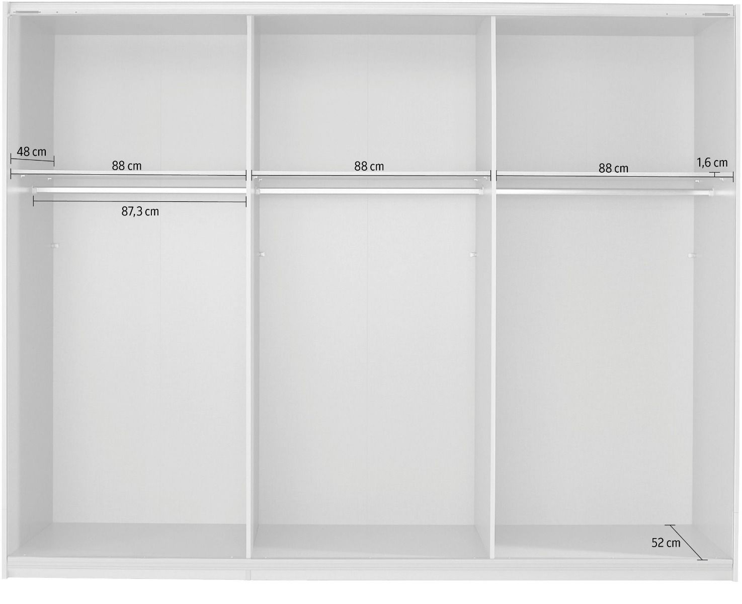 Oakwood Rauch Oracle White 3 Door Full Mirror Sliding Wardrobe 203CM