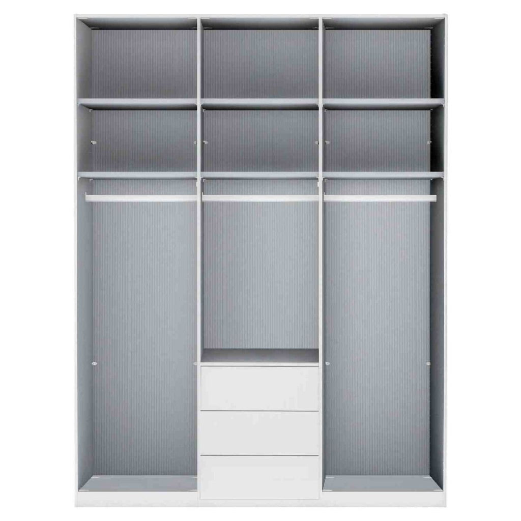 Oakwood Wiemann Monaco 3 Door Glass Front Wardrobe With Drawers